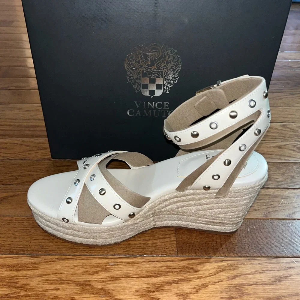 Vince Camuto Feegella Jute Covered Wedge Platform Sandal Warm Vanilla Women's 11